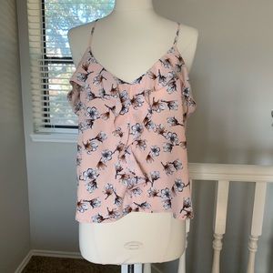 Pink Floral Thin Strap Blouse